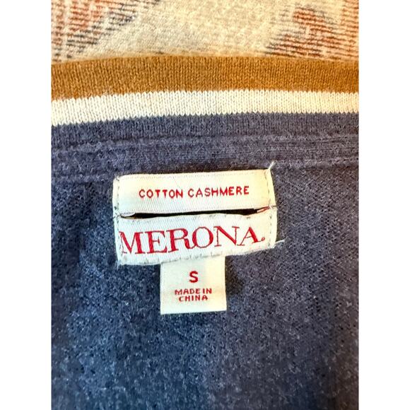 Merona Preppy Navy Button Up Cotton Cashmere Cardigan Sweater Small - Picture 5 of 7